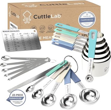 CuttleLab 22-Piece Stainless Steel Measuring Cups and Spoons Set