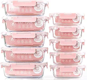 C CREST [10 Pack] Glass Meal Prep Containers