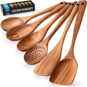 Zulay Kitchen 6-Piece Wooden Spoons