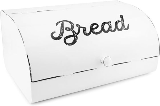 AuldHome Bread Box, Distressed White
