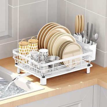 AIDERLY Iron Dish Drying Rack with Drainboard Dish Drainers